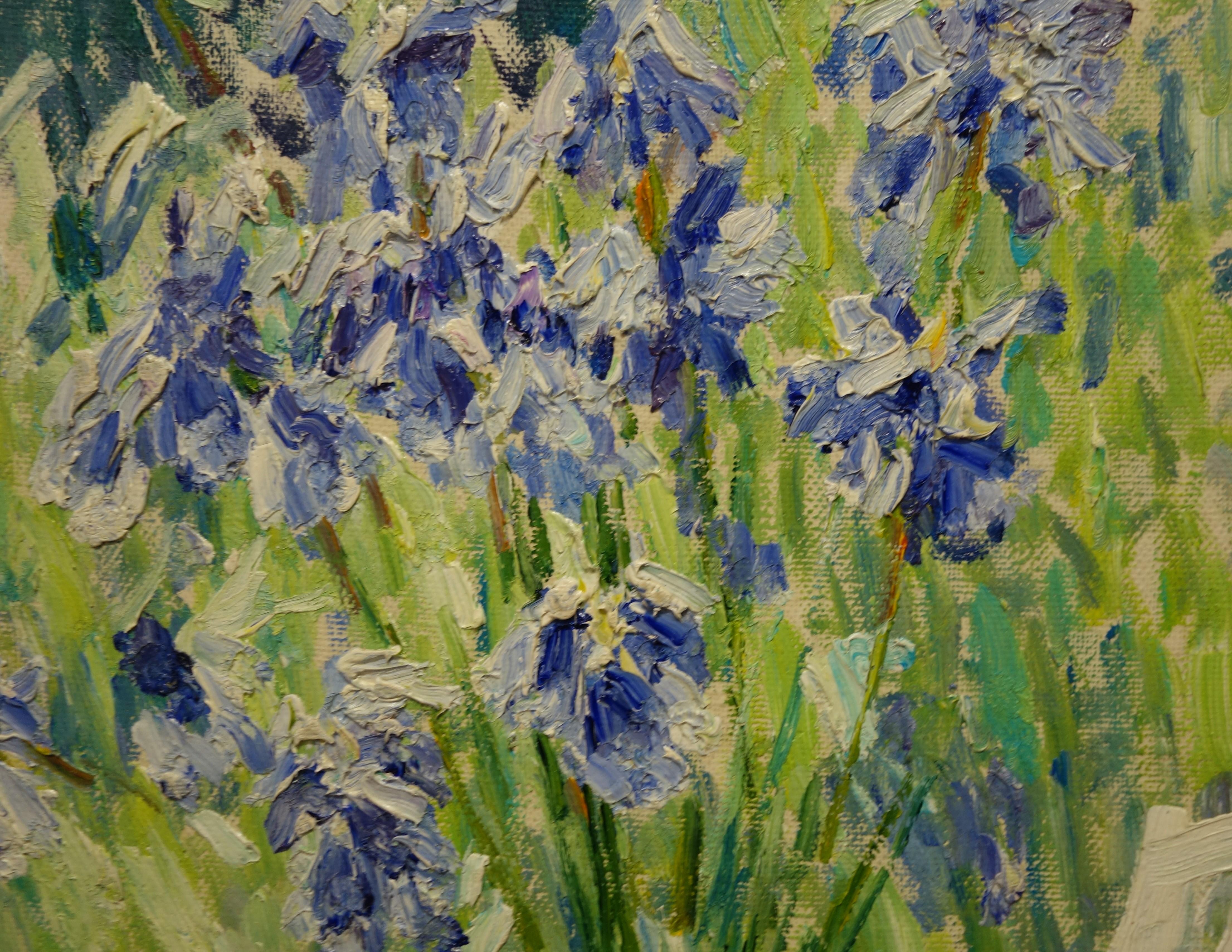 Iris viola  Olio  cm. 49 x 69  Viola - Still-Life Painting Grigio di Georgij Moroz