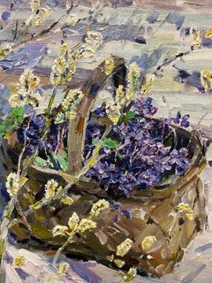 “Ramo di salice e violette” Olio cm 69 x 67