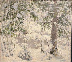 "Snowy forest" White, Snow, Oil cm 106 x 94  