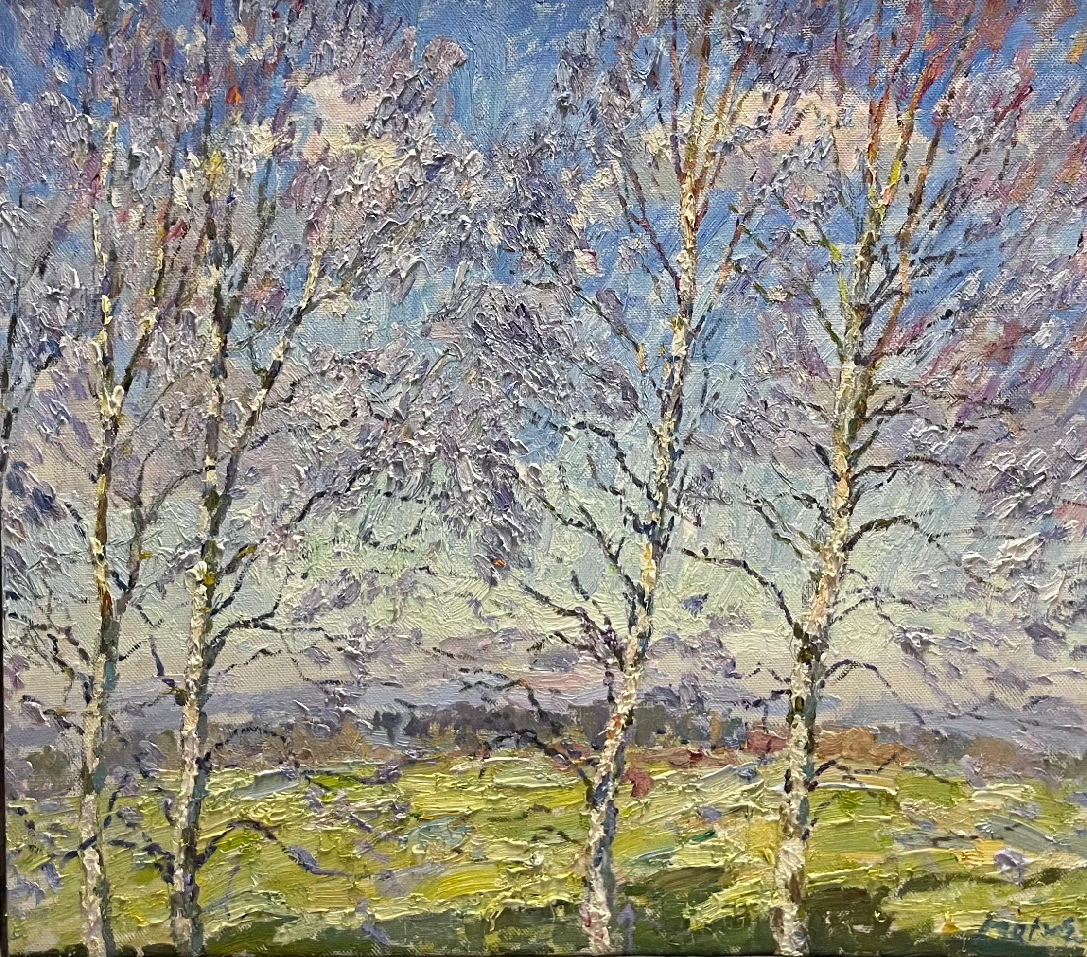 Georgij Moroz Landscape Painting - "Spring, birches" Oil cm. 84 x 75 