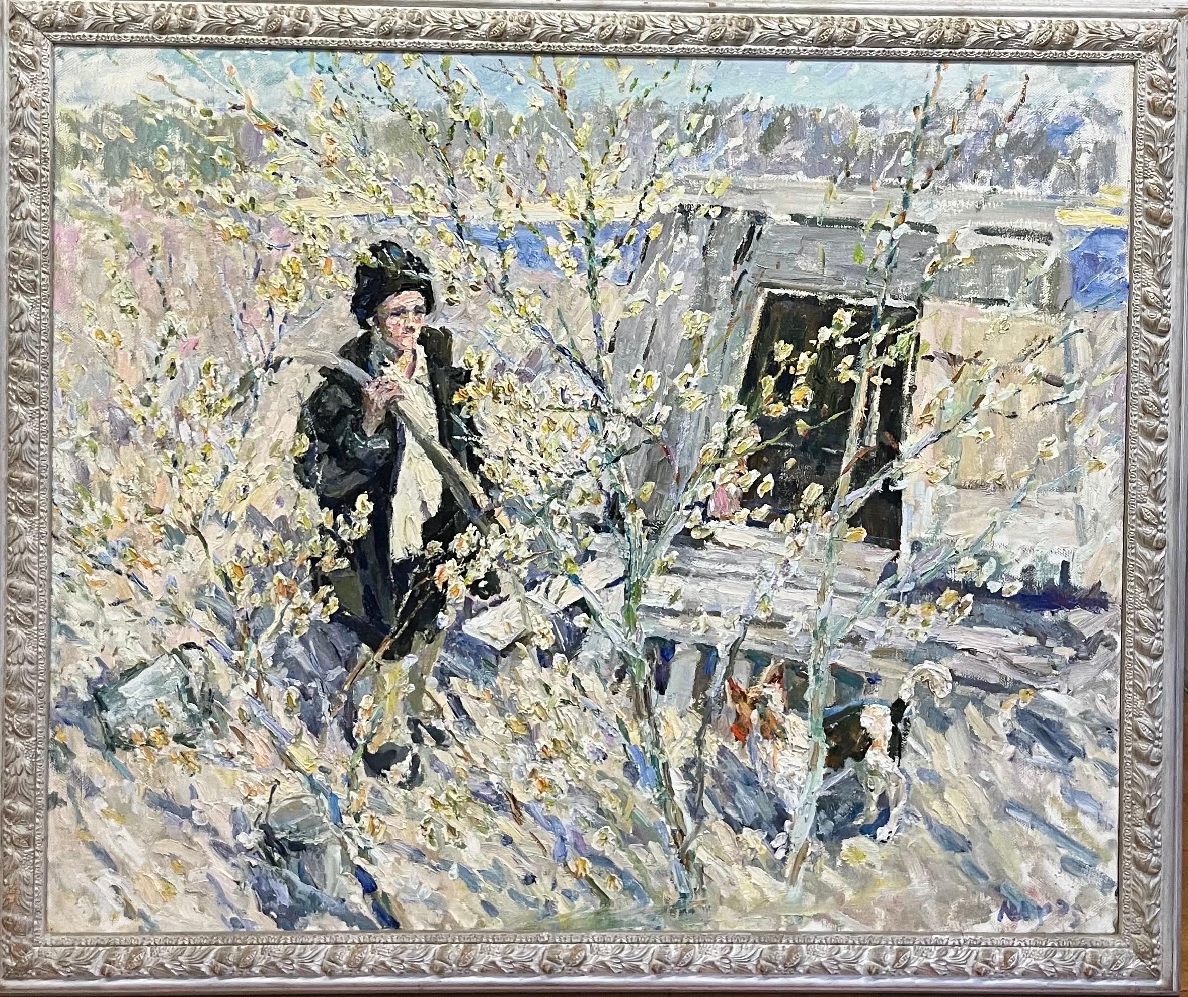 Georgij Moroz Landscape Painting - "Spring" Oil cm. 121 x 100, 2003 