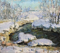 "Stream illuminated by the sun"Winter, light, snow cm. 97 x 85 1999