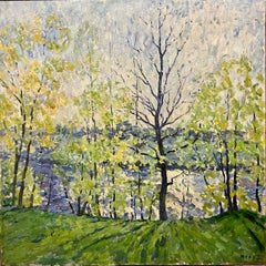 "Sunny landscape" Green, spring, oil cm  100 x 100