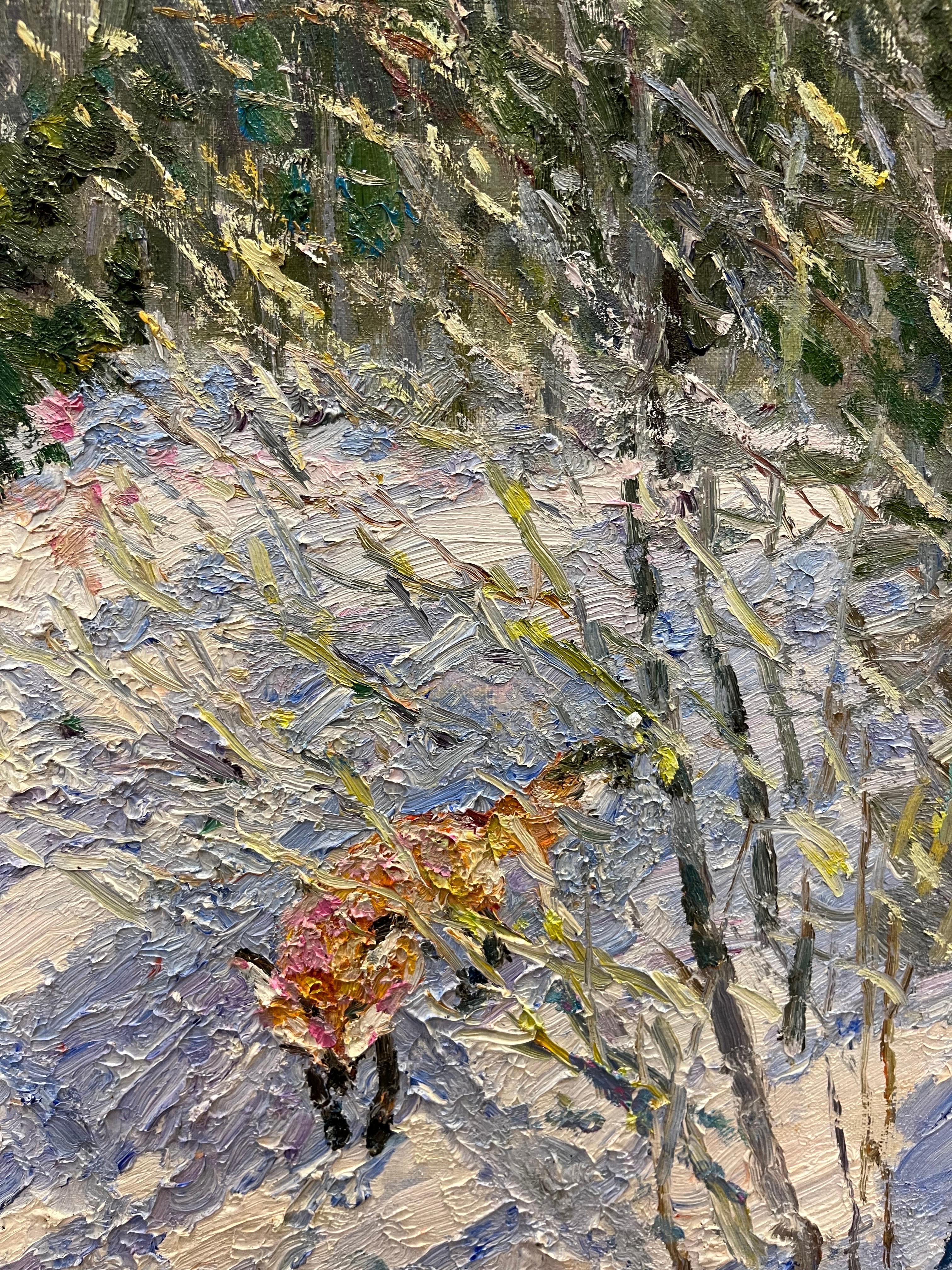 Volpe nella neve Olio cm 85 x 76 - Painting de Georgij Moroz