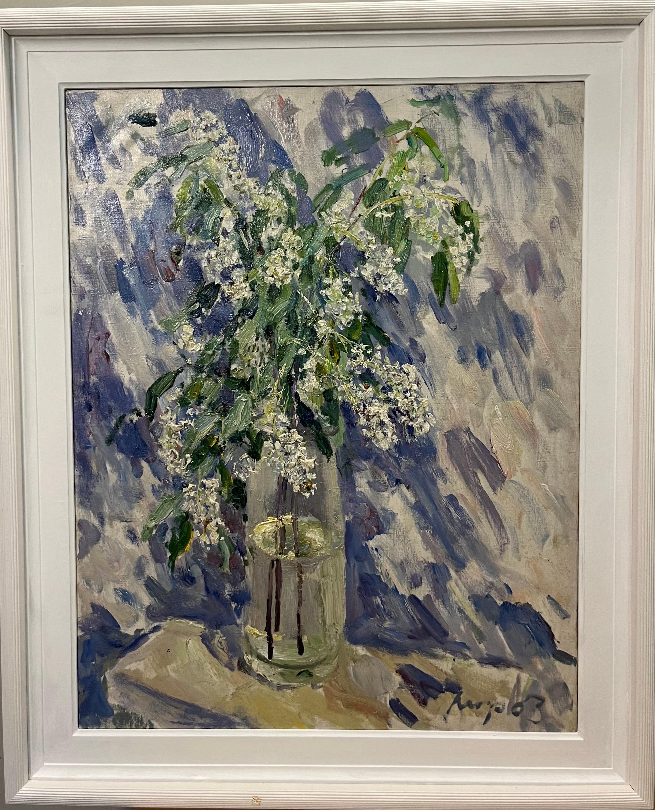 Still-Life Painting Georgij Moroz - "Wild Cherry Blossom" Huile cm. 65 x 54 1998