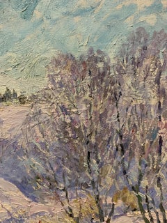 "Winter, Illuminated brook" Oil, cm. 96 x 84