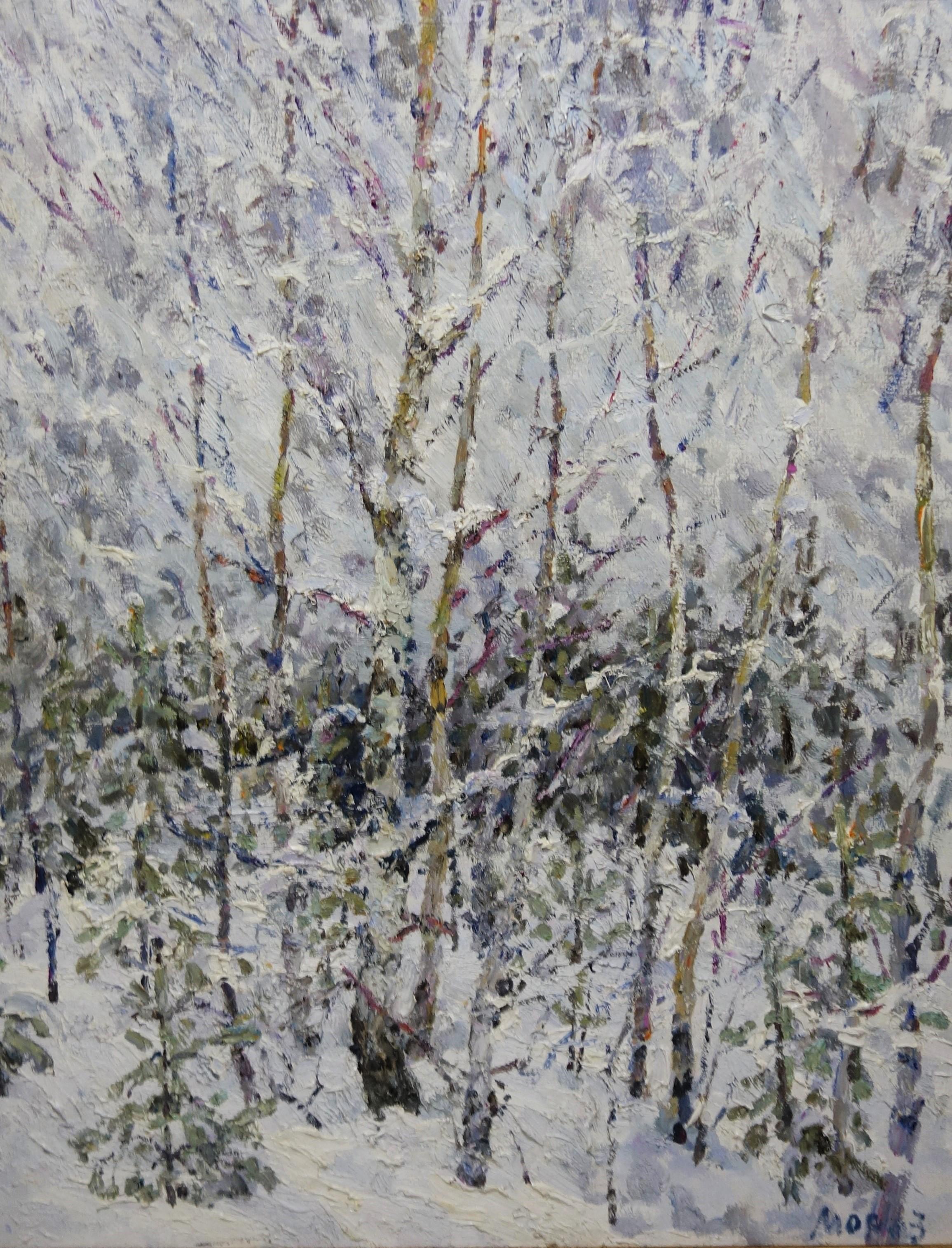 Landscape Painting Georgij Moroz - A. Winter dans la forêt, Neige - Huile,  cm. 73 x 90   2004   Expédition gratuite