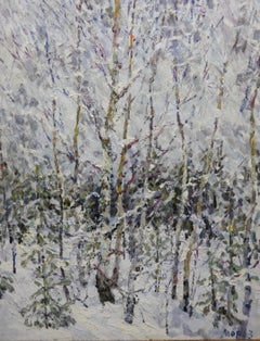 Winter in the forest , Snow - Oil,  cm. 73 x 90   2004   Free Shipping