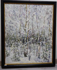Winter in the forest , Snow - Oil,  cm. 73 x 90   2004   Free Shipping