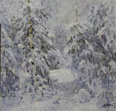 Winter in the forest, White,Snow,Cold, Forest,Christmas cm. 92 x 84 