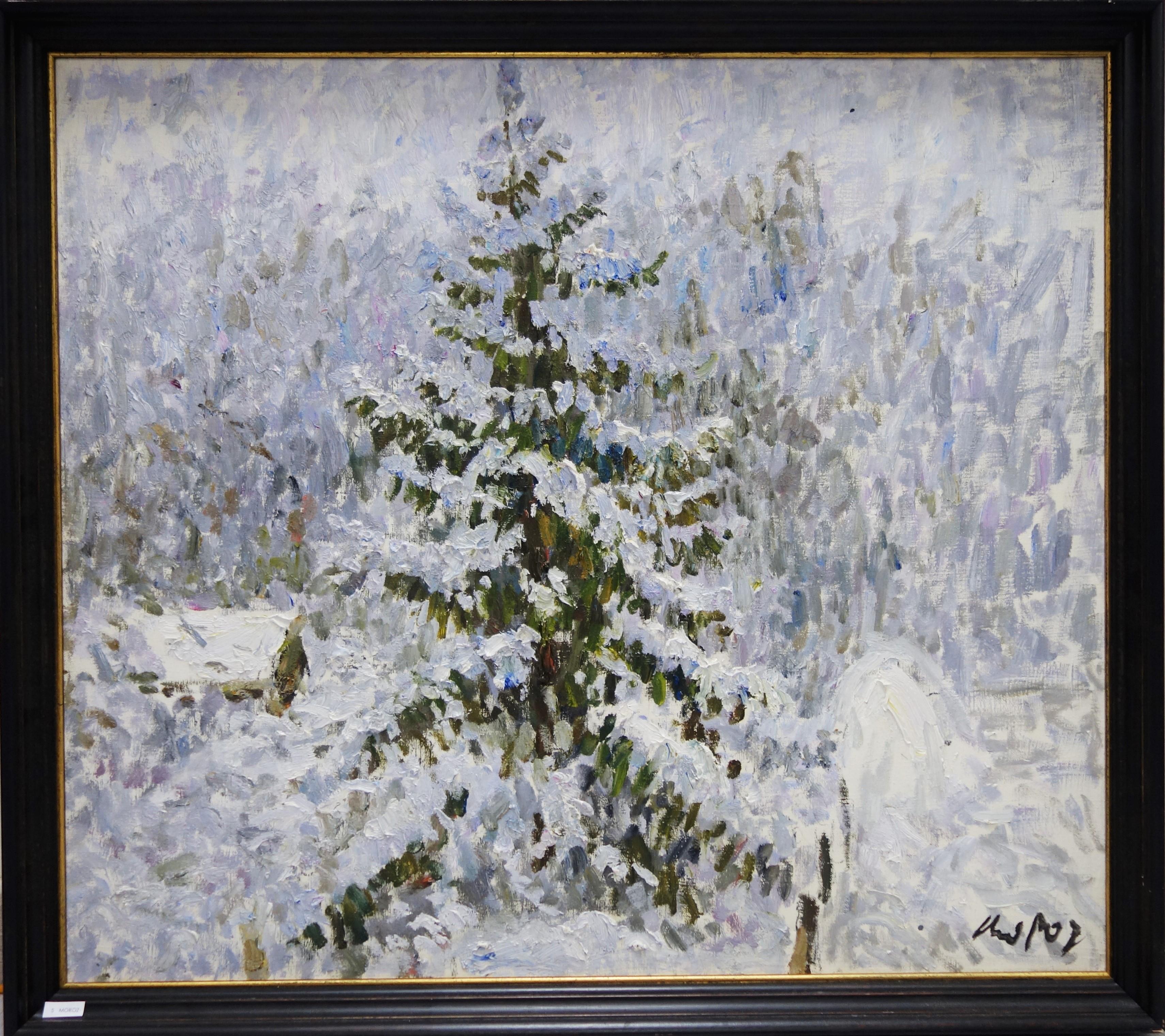 "Winter" Snow, Snowfall, mountain, winter Oil cm. 85 x 75 free shipping