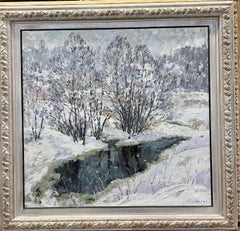 "Winter stream" Oil cm. 88 x 84, Snow, winter 2005 