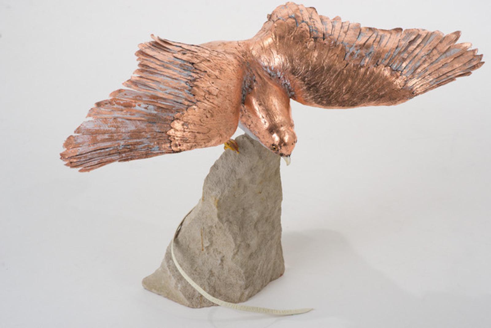 Hawkules [exploring freedom and restriction] by leather artist Brett Chinnery  - Sculpture by Georgina Brett-Chinnery