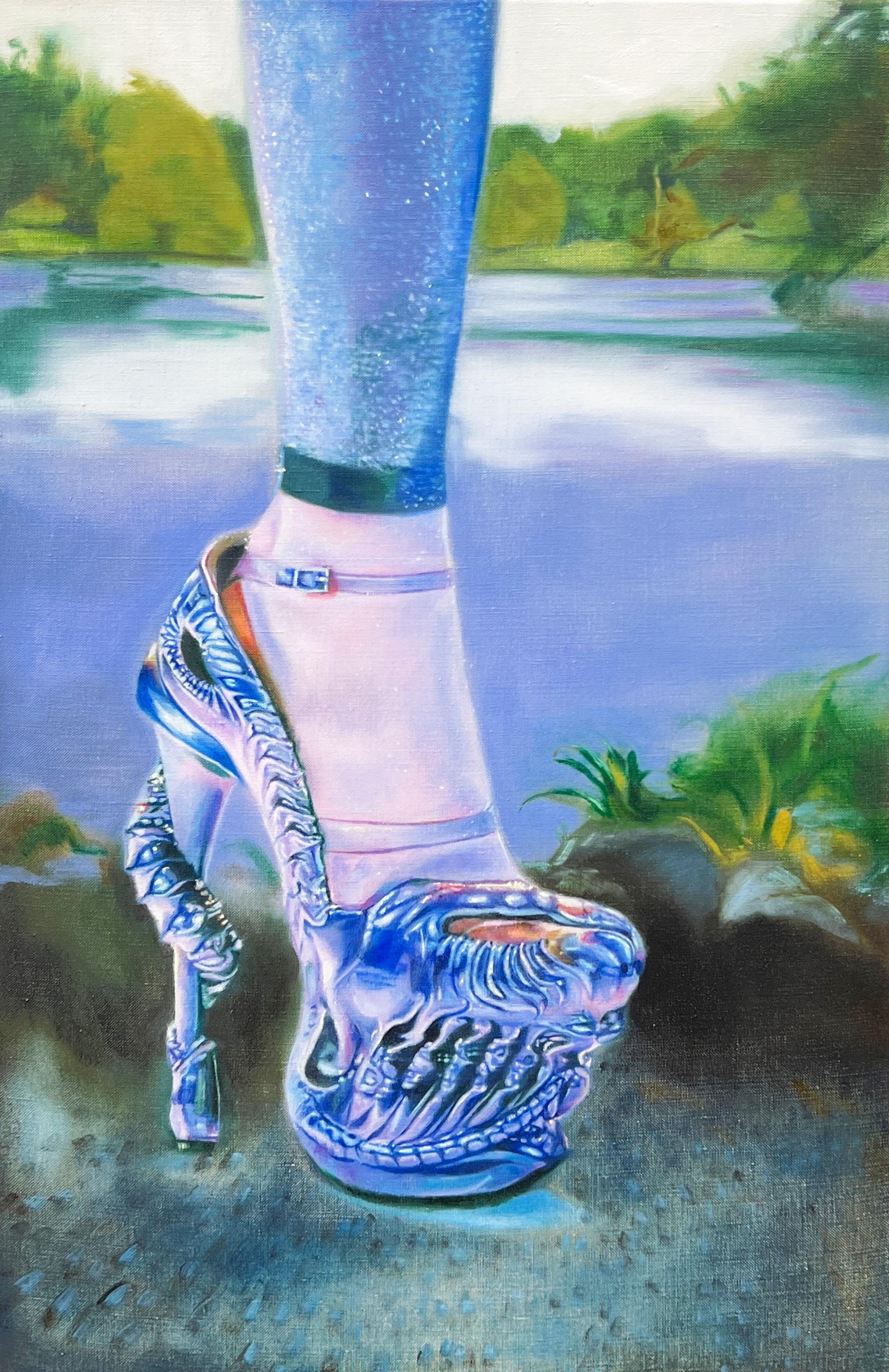 « Plato's Atlantis » - Peinture de chaussure de luxe hyperréaliste de Georgina Clapham