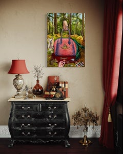 "Venus and Mars" - Surrealist Vivienne Westwood Luxury Handbag Painting