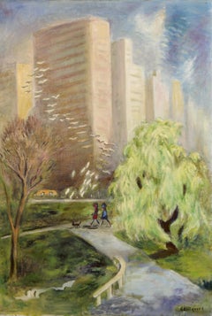 "Central Park South" Georgina Klitgaard, paesaggio urbano di New York in stile modernista