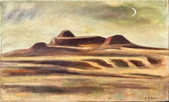 "Deserto" Georgina Klitgaard, Paesaggio desertico modernista con luna calante