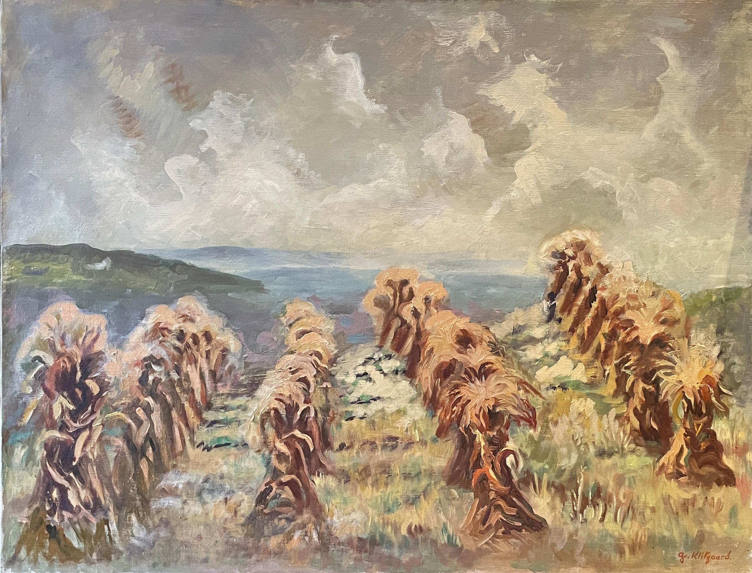 "Fodder Stacks, Bearsville" Georgina Klitgaard, Paisaje rural modernista