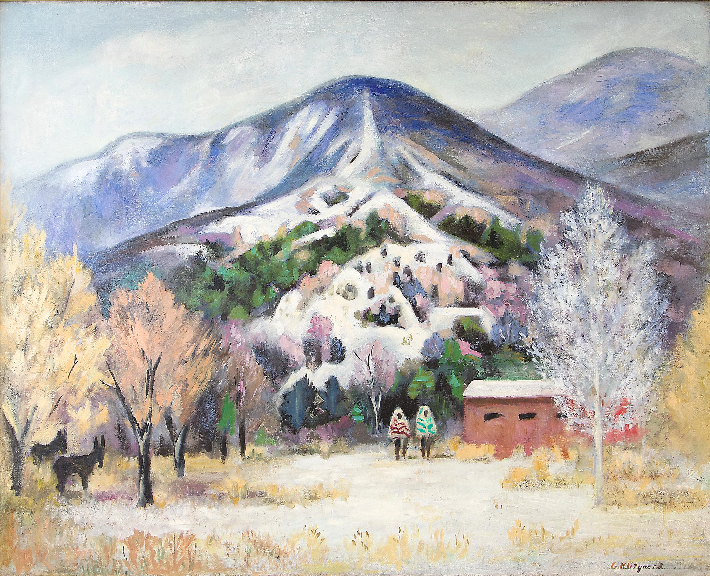 Sangre de Cristo-Szene, gerahmtes Ölgemälde, Taos, New Mexico, Berglandschaft – Painting von Georgina Klitgaard
