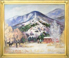 Sangre de Cristo Scene, Framed Taos New Mexico Mountain Landscape Oil Painting