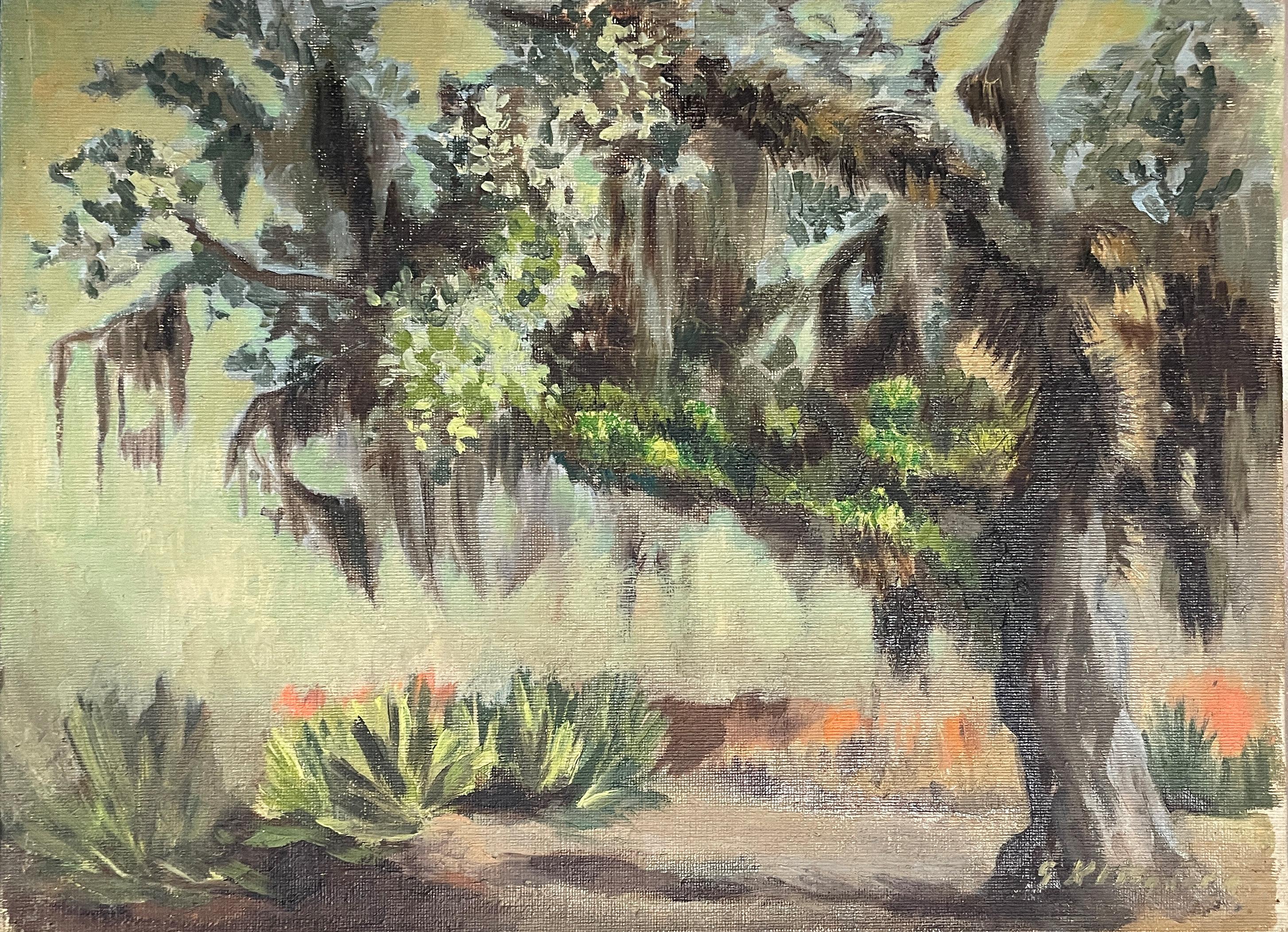 "Muschio spagnolo, Georgia" Georgina Klitgaard, dipinto modernista di flora del sud