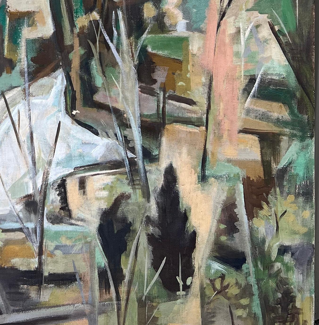 Waterfall Bearsville NY Landscape Social Realism Mid 20th Century Modern Cubism - Painting by Georgina Klitgaard