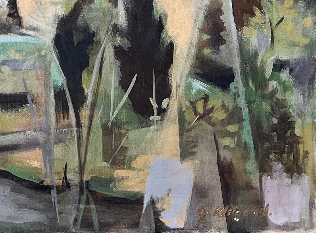 Aquarell-Wasserfall Bearsville NY Landschaft Sozialrealismus Mitte des 20. Jahrhunderts Moderner Kubismus (Amerikanische Moderne), Painting, von Georgina Klitgaard