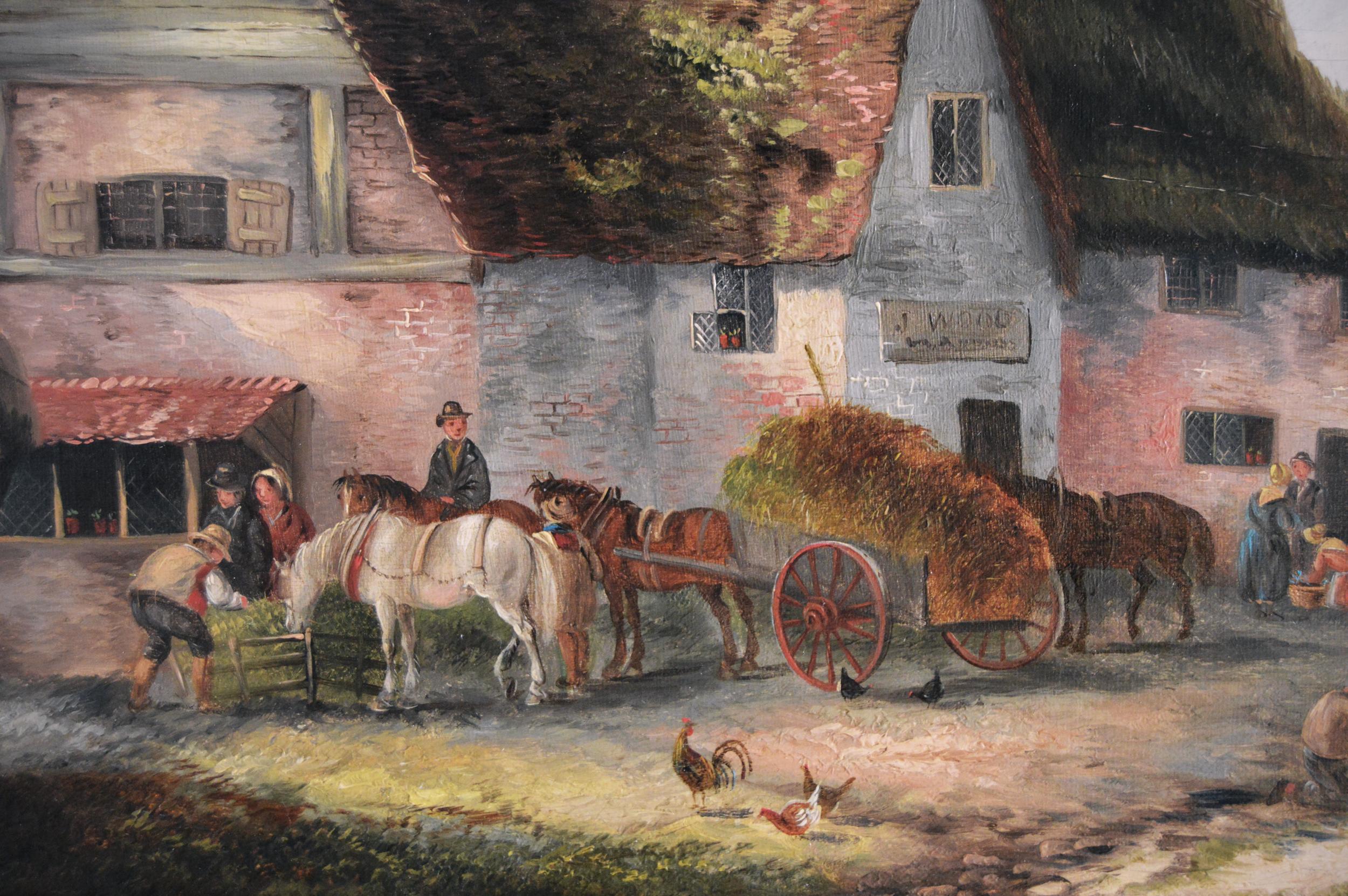 Paesaggio del XIX secolo dipinto ad olio di un villaggio - Painting Vittoriano di Georgina Lara