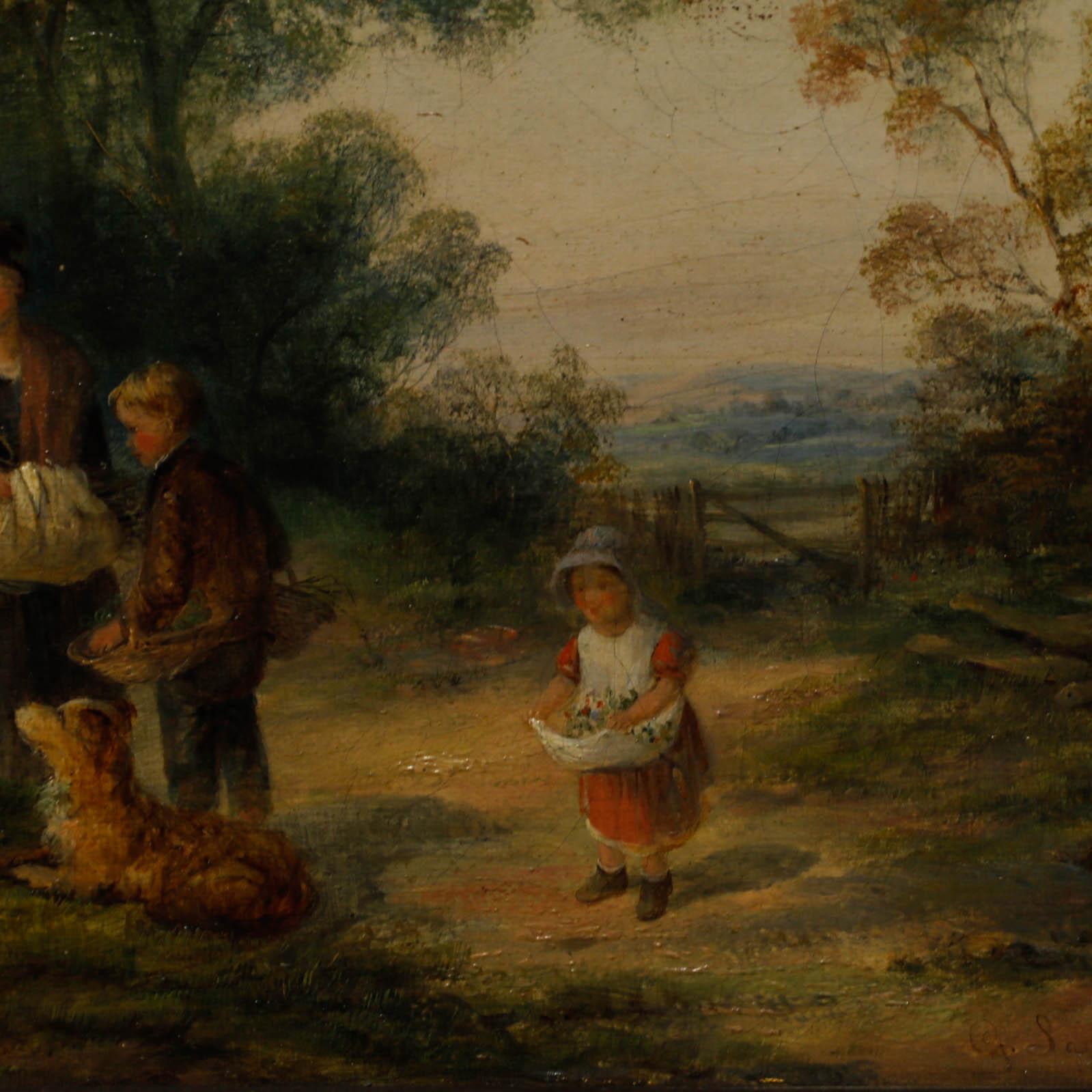 Georgina Lara (fl.1840-1880) - Framed 19th Century Oil, The Faggot Gatherers For Sale 3