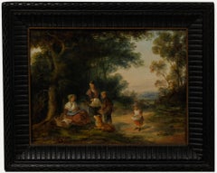 Georgina Lara (1840-1880) - Olio del XIX secolo incorniciato, I raccoglitori di fascine