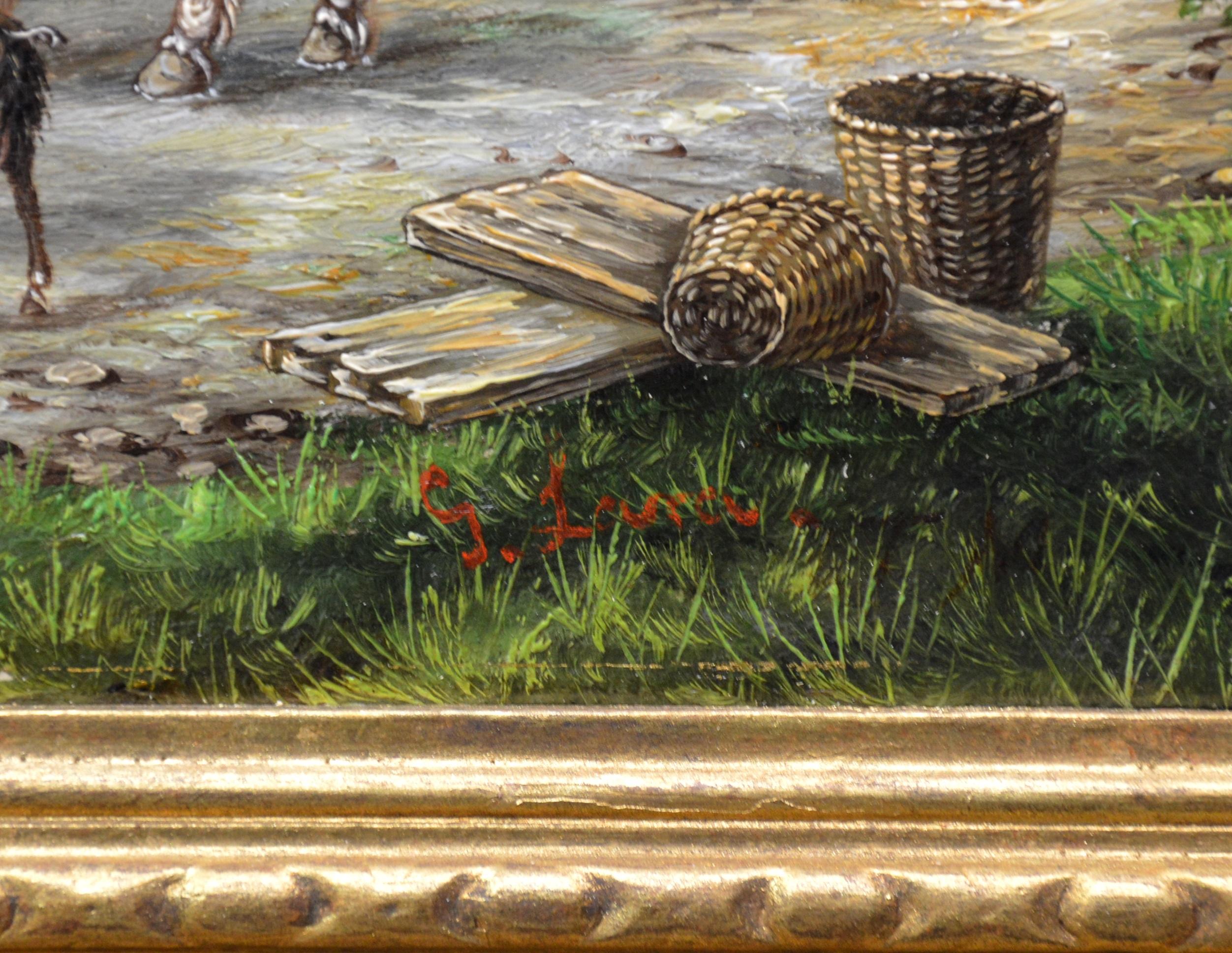 Midsummer - 19th Century Landscape Oil Painting of Victorian Village 4