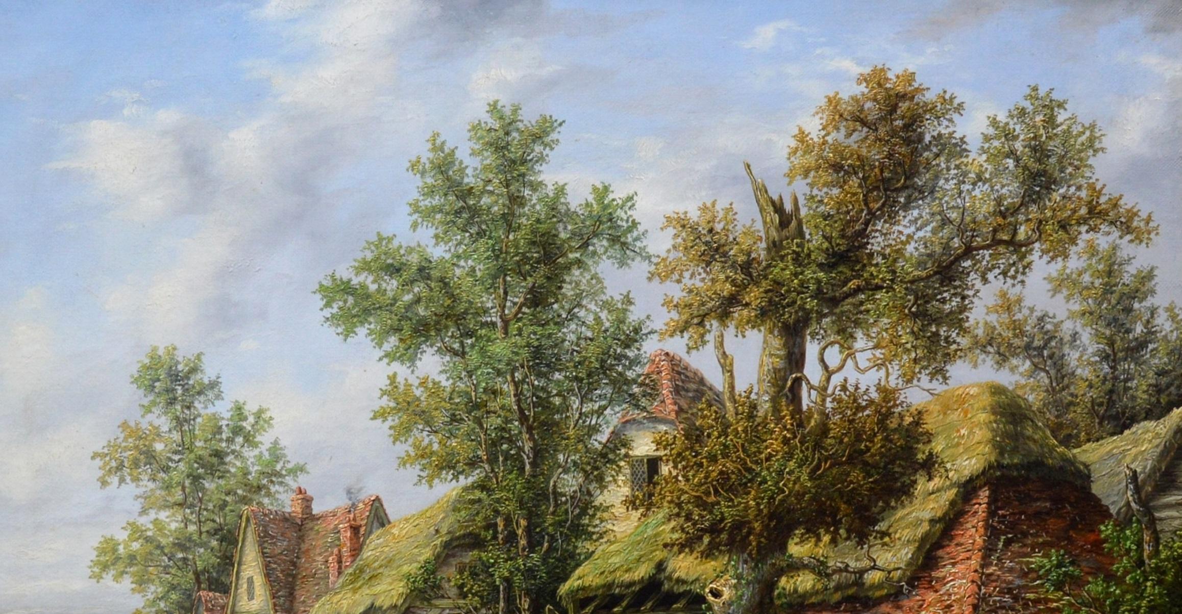 Midsummer - 19th Century Landscape Oil Painting of Victorian Village 1