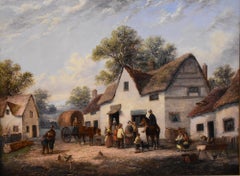 Pittura ad olio su William Lara "Viaggiatore fuori dalla locanda