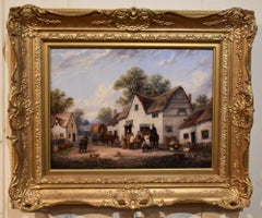 Antique Oil Painting after William Lara "Traveller's outside the Inn"