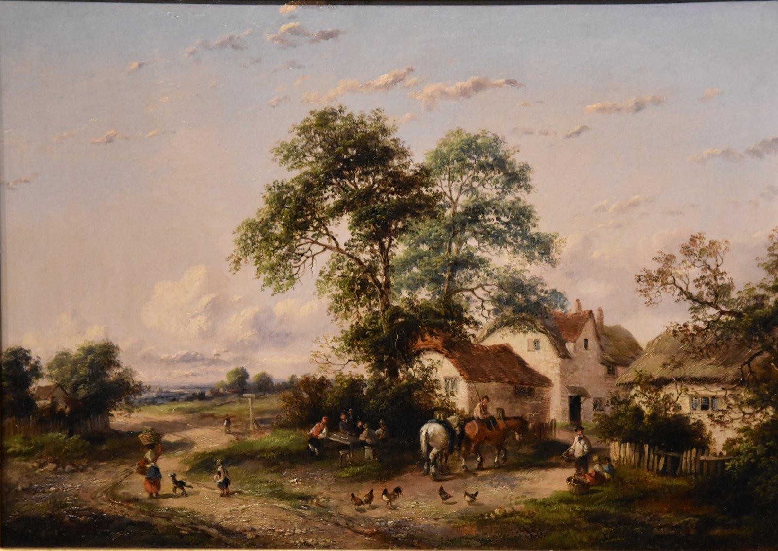 Paire de peintures à l'huile de Georgina Lara « Une scène de village bondé » en vente 4