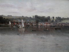 River Fal Cornwall - British Impressionist art 19thC landscape oil painting