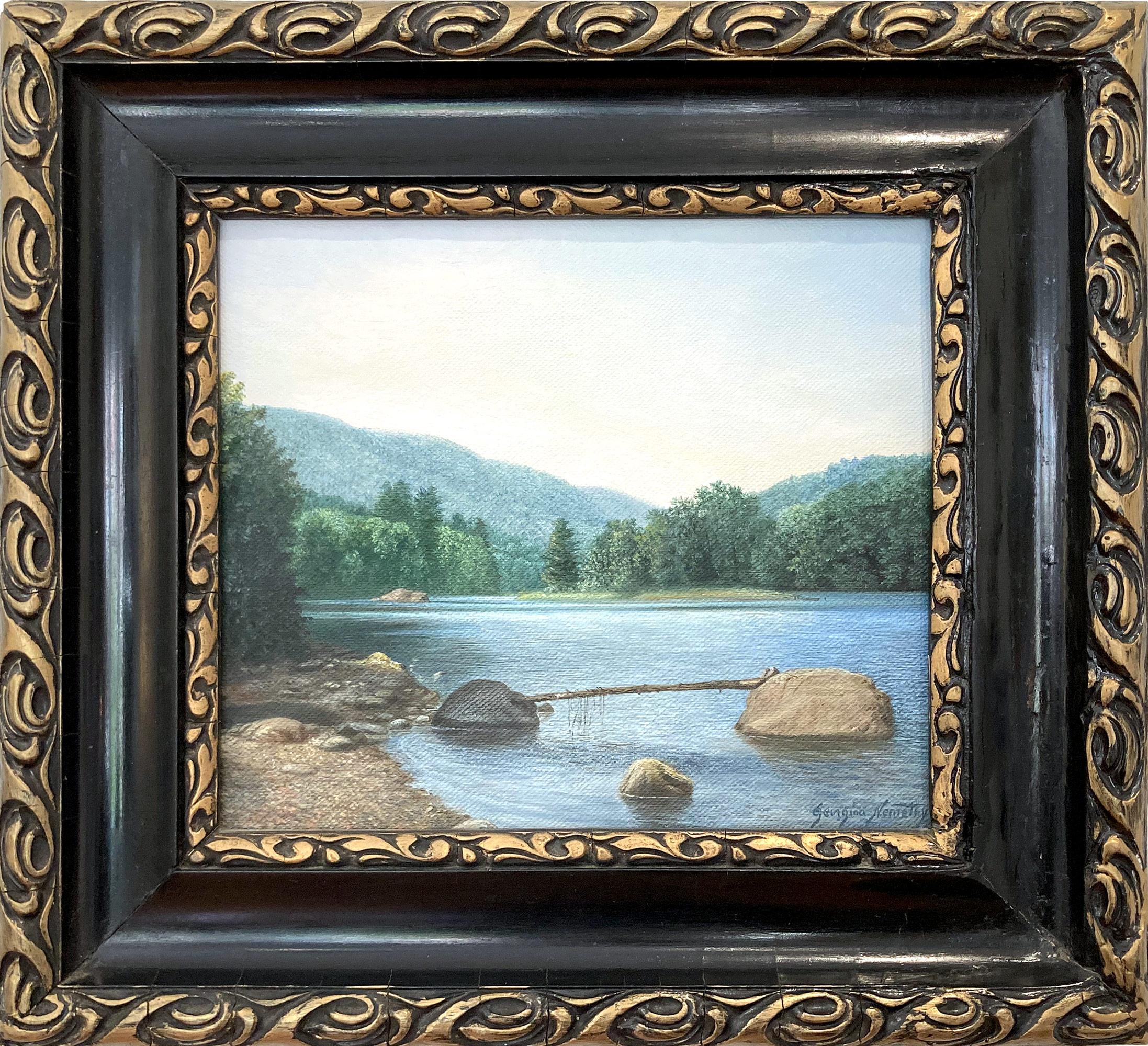 "Hudson Valley Creek" Paesaggio realistico americano dipinto a olio su tela