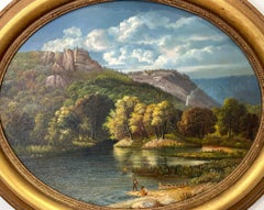 "Sur les rives de la rivière" Peinture à l'huile sur carton avec détails miniatures