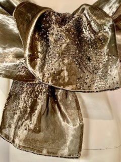 Georgina von Etzdorf Beaded and Embroidered Silver and Gold Lame Shawl