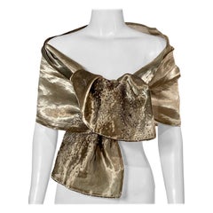 Vintage Georgina von Etzdorf Beaded and Embroidered Silver and Gold Lame Shawl