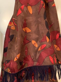 Georgina von Etzdorf Modernist Silk Print Scarf Reversing to Navy Blue Wool