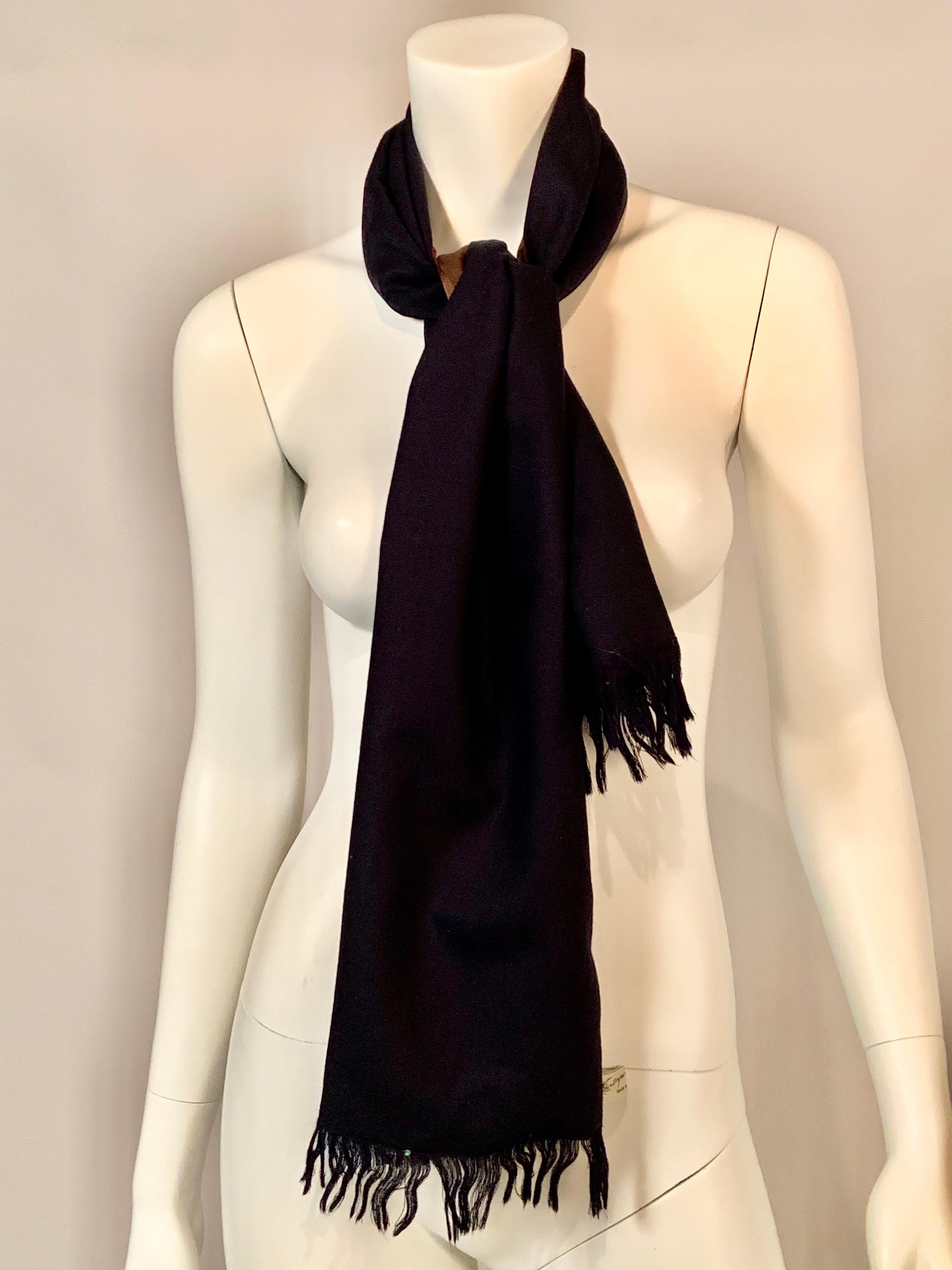 Black Georgina von Etzdorf Modernist Silk Print Scarf Reversing to Navy Blue Wool