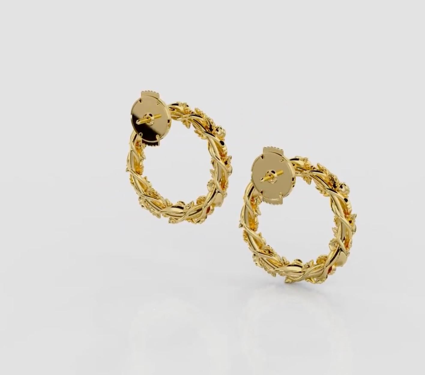 Georgina Yvonne 'Bed of Roses' Natural Diamond Earrings in 18ct Yellow Gold In New Condition For Sale In Oxted, GB