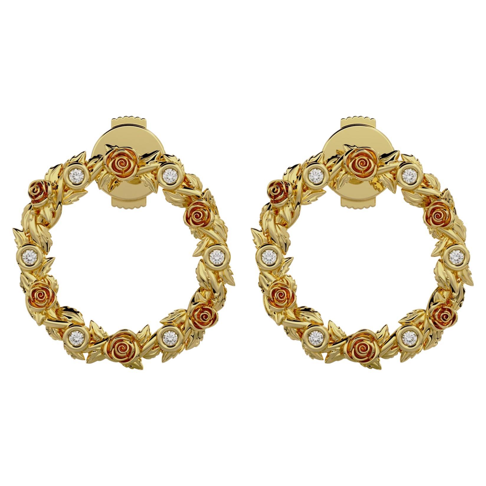 Pendientes Georgina Yvonne 'Lecho de Rosas' de Diamantes Naturales en Oro Amarillo de 18 ct
