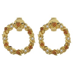 Pendientes Georgina Yvonne 'Lecho de Rosas' de Diamantes Naturales en Oro Amarillo de 18 ct