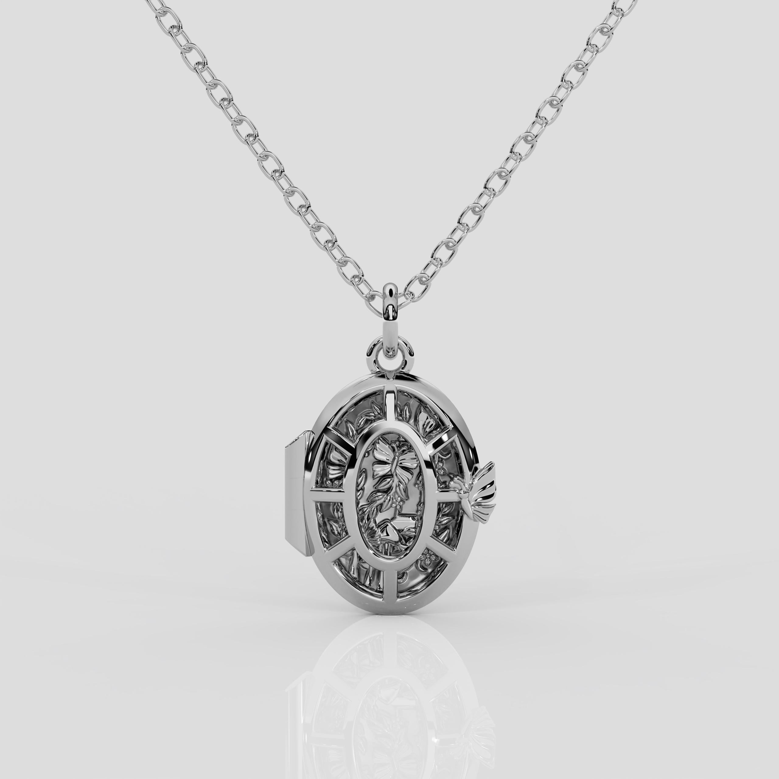 Georgina Yvonne 'Fairytale' Locket in Platinum In New Condition For Sale In Oxted, GB