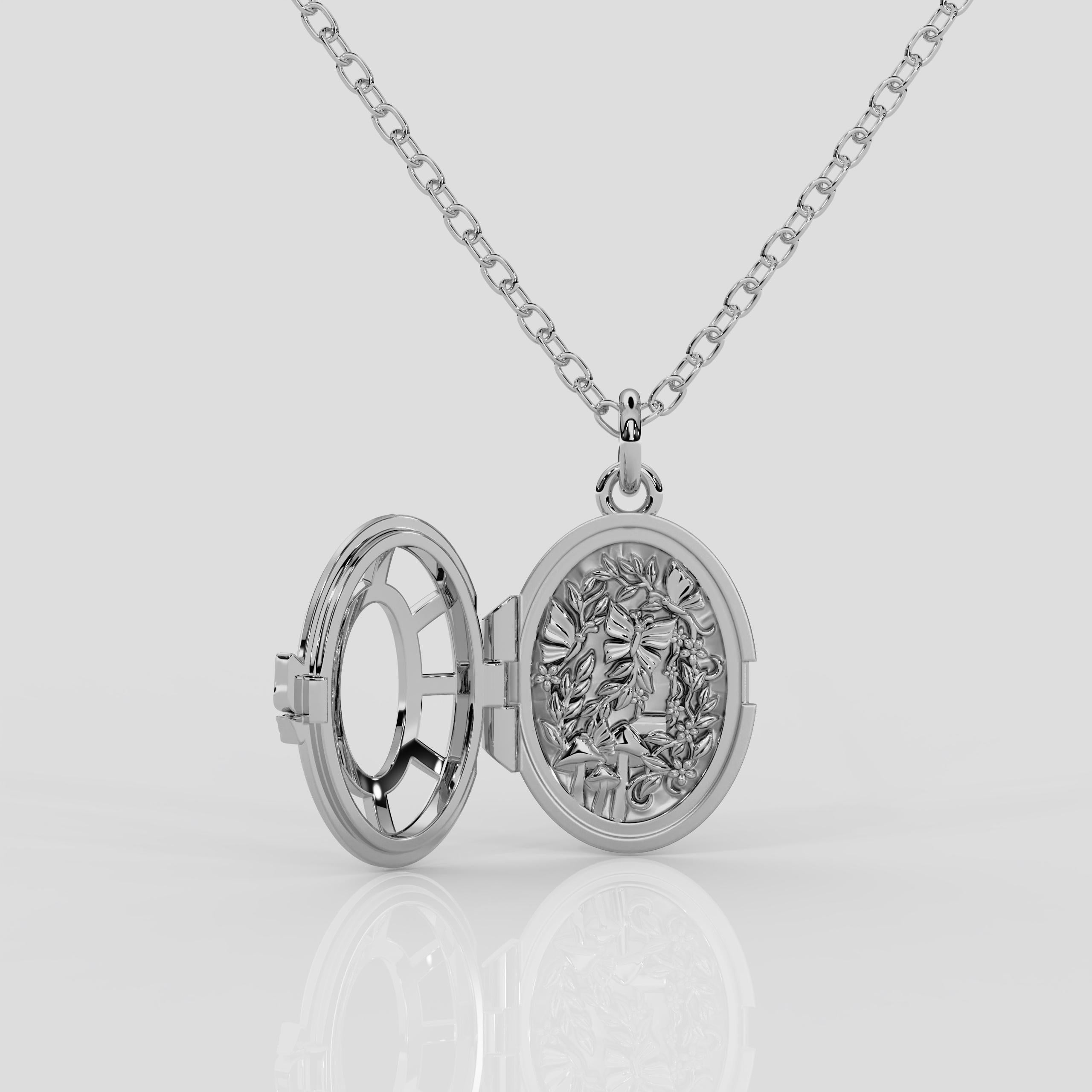 Women's or Men's Georgina Yvonne 'Fairytale' Locket in Platinum For Sale