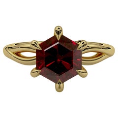 Georgina Yvonne 'Ivy' Hexagon Garnet Engagement Ring in 18ct Yellow Gold