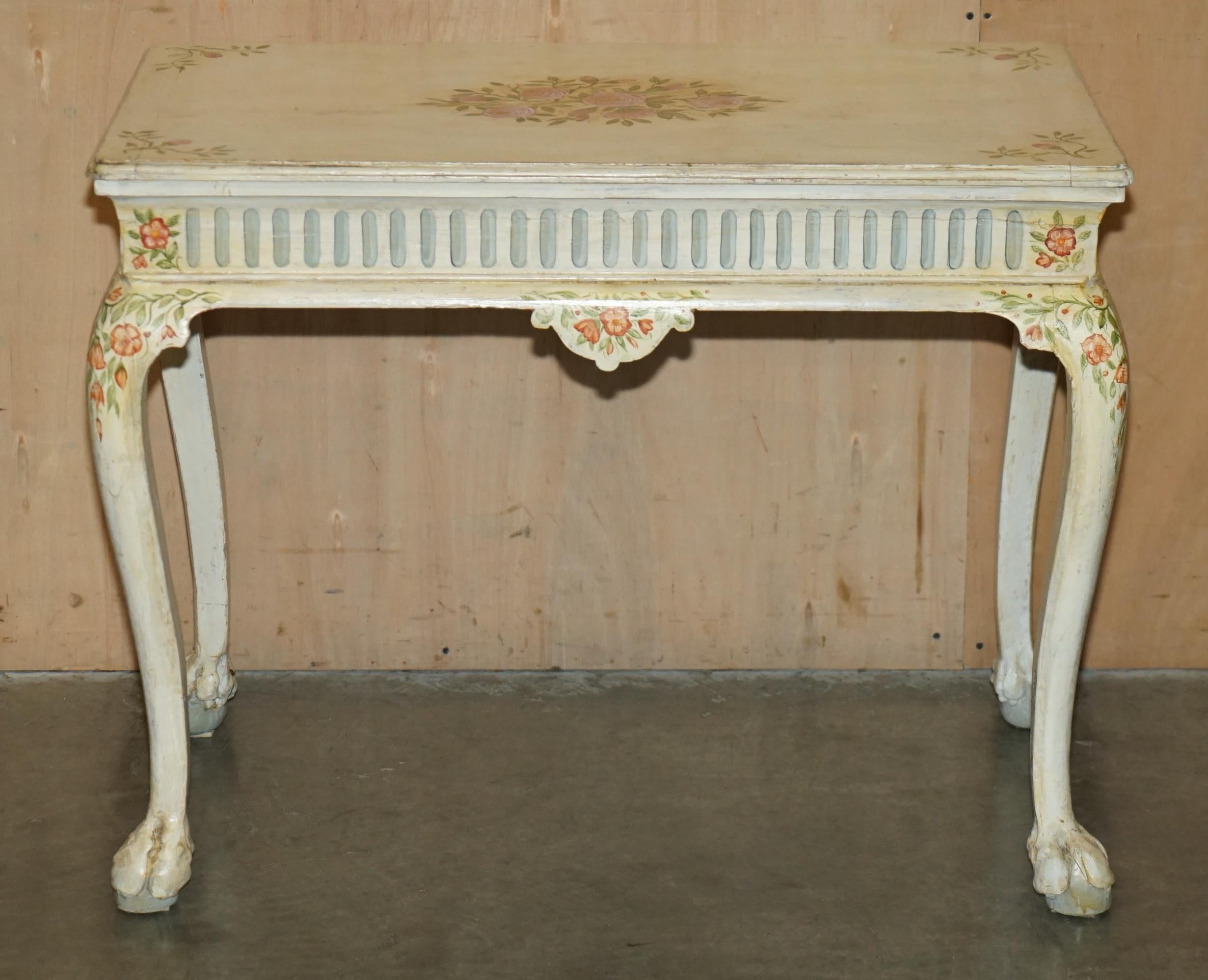 ESTILO GEORGINIANO ANTiQUE CIRCA 1860 VICTORIANO MESA DE ESCRITORIO OCASIONAL PINTADA A MANO Alto victoriano en venta