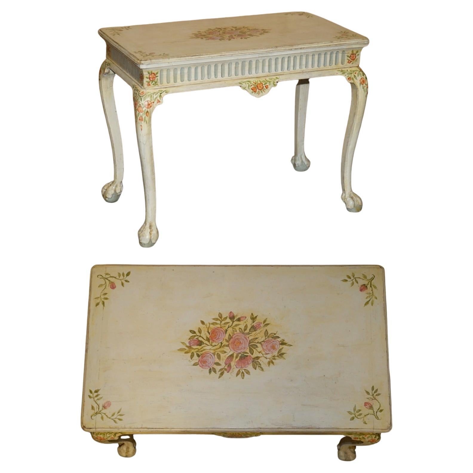 ESTILO GEORGINIANO ANTiQUE CIRCA 1860 VICTORIANO MESA DE ESCRITORIO OCASIONAL PINTADA A MANO en venta